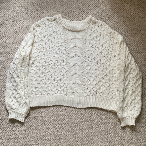 White Cable Knit Sweater - Picture 2 of 5